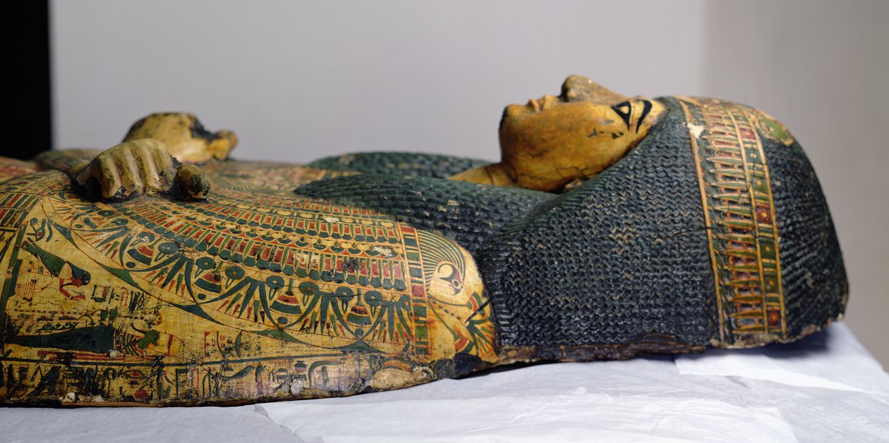 Detail of the Outer Coffin Lid of the Mummy of Nesyamun by Egyptian 20th Dynasty