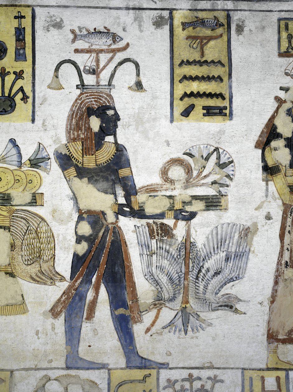 Tomb of Ramses III, Mural Painting of Ritual Offerings by Egyptian 20th Dynasty
