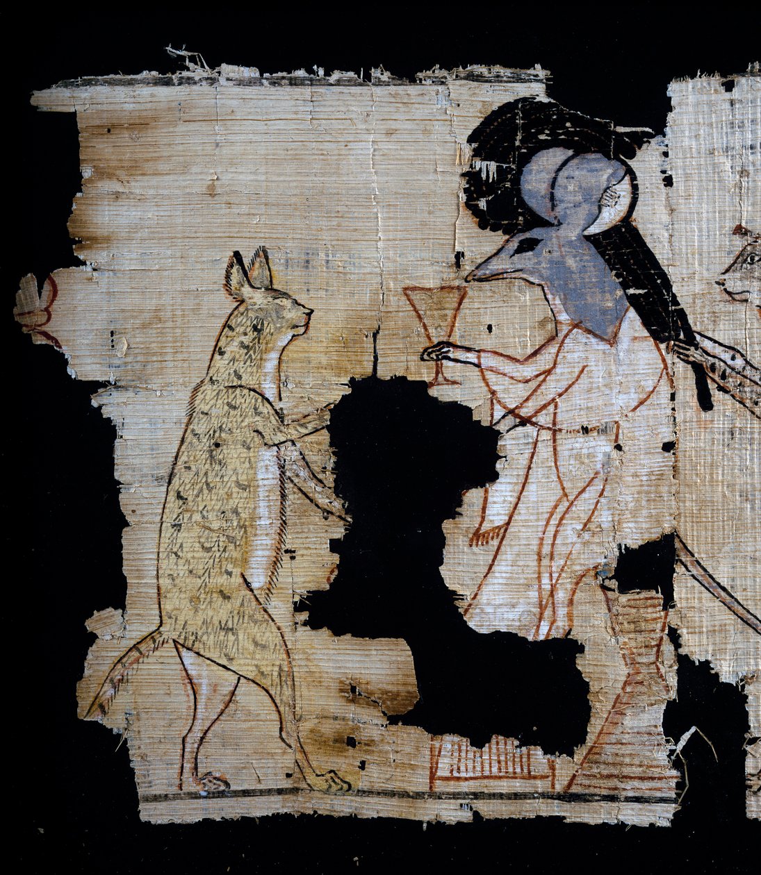 Papyrus depicting satirical scene (detail), ca 1100 BC, dating from reign of Ramesses IX, Egyptian Civilisation, New Kingdom, Dynasty XX by Egyptian 20th Dynasty