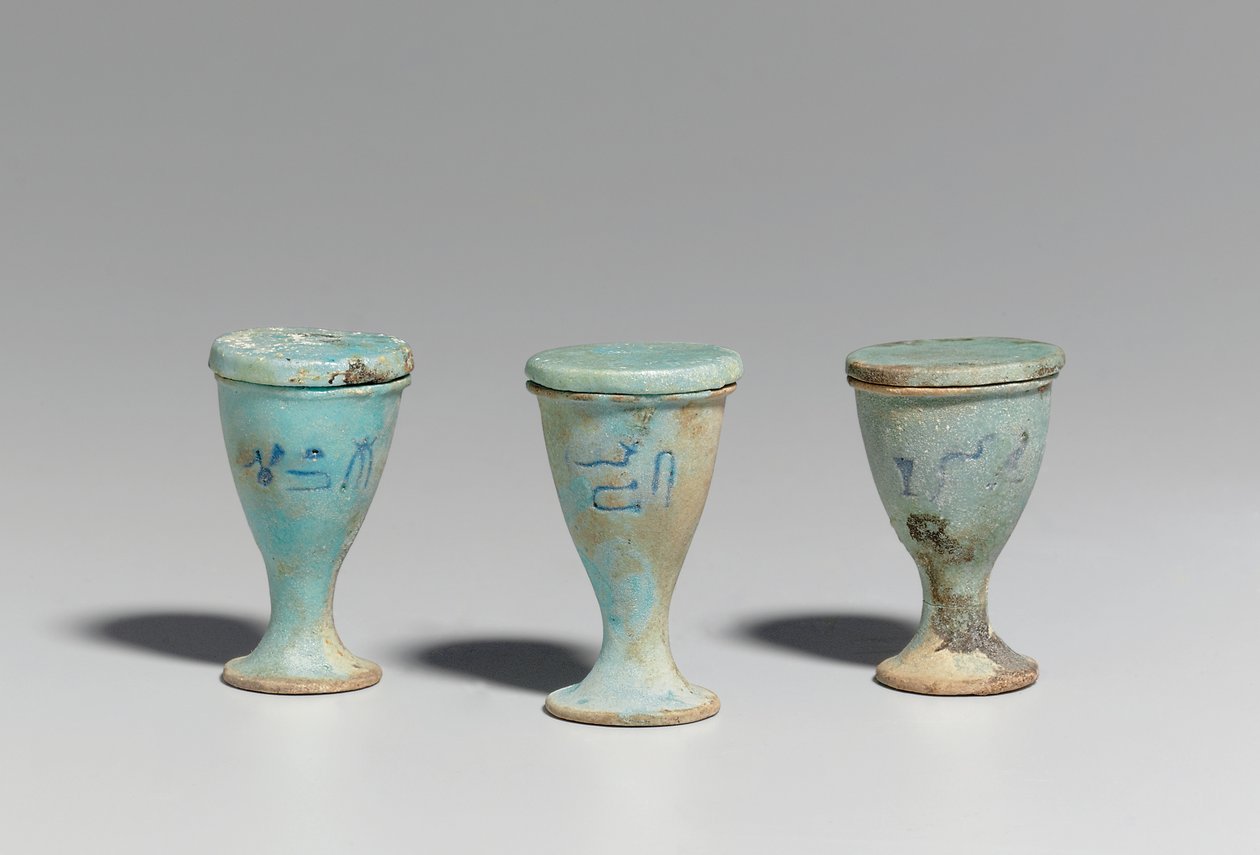 Three cups, 664-30 BC, Late - Ptolemaic Period by Egyptian 26th Dynasty