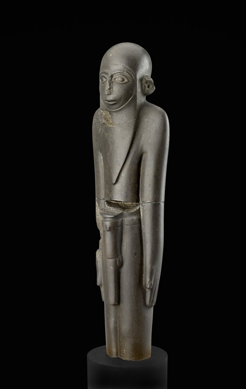 Statue of a bearded man wearing a cap and a belt with penis sheath, attributed to Protodynastic period, c.2900-2650 BC by Egyptian 2nd Dynasty