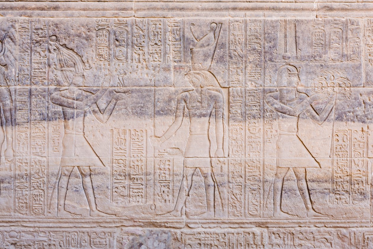 Reliefs at Philae Temple, Aswan, Egypt by Egyptian 30th Dynasty