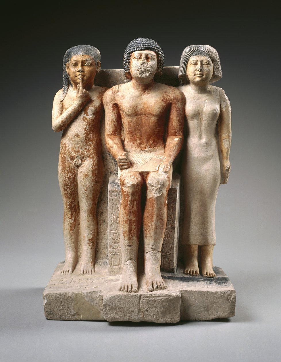 Statue of Nykara and his Family, Late 5th Dynasty, Old Kingdom, c.2455-2350 BC (painted limestone) by Egyptian 5th Dynasty