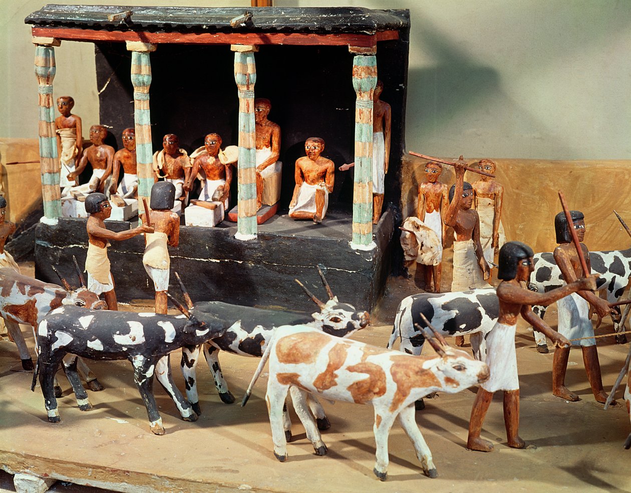Funerary model of a census of livestock, from the Tomb of Meketre, Thebes, Middle Kingdom (detail) by Egyptian 6th Dynasty