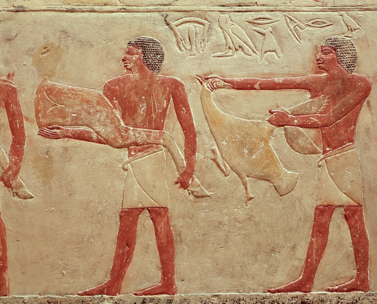 Relief Depicting Servants Carrying a Haunch of Beef and a Duck, from the Tomb of Princess Idut, Old Kingdom, c.2330 BC by Egyptian 6th Dynasty