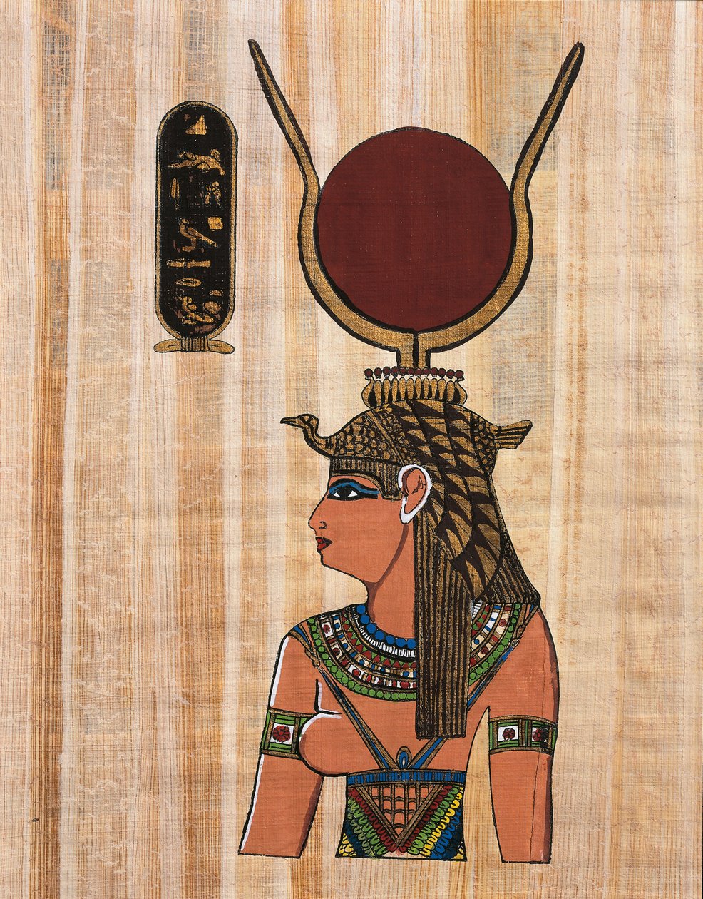 Cleopatra VII, reconstruction of a relief from the temple of Kom Ombo by Egyptian Egyptian