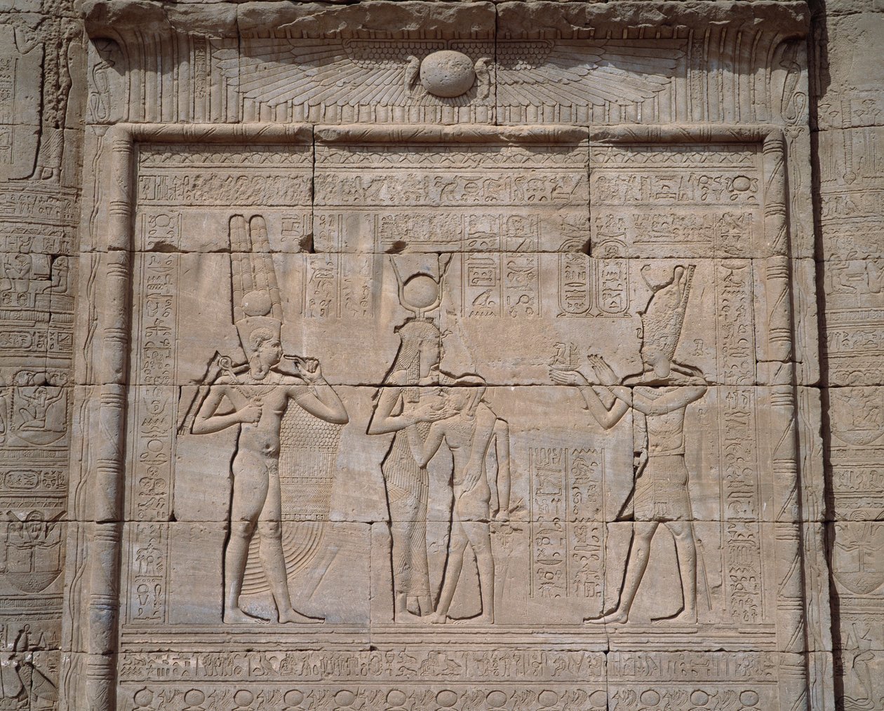 View of the Low Reliefs of the Temple of the Goddess Hathor in Denderah by Egyptian Egyptian