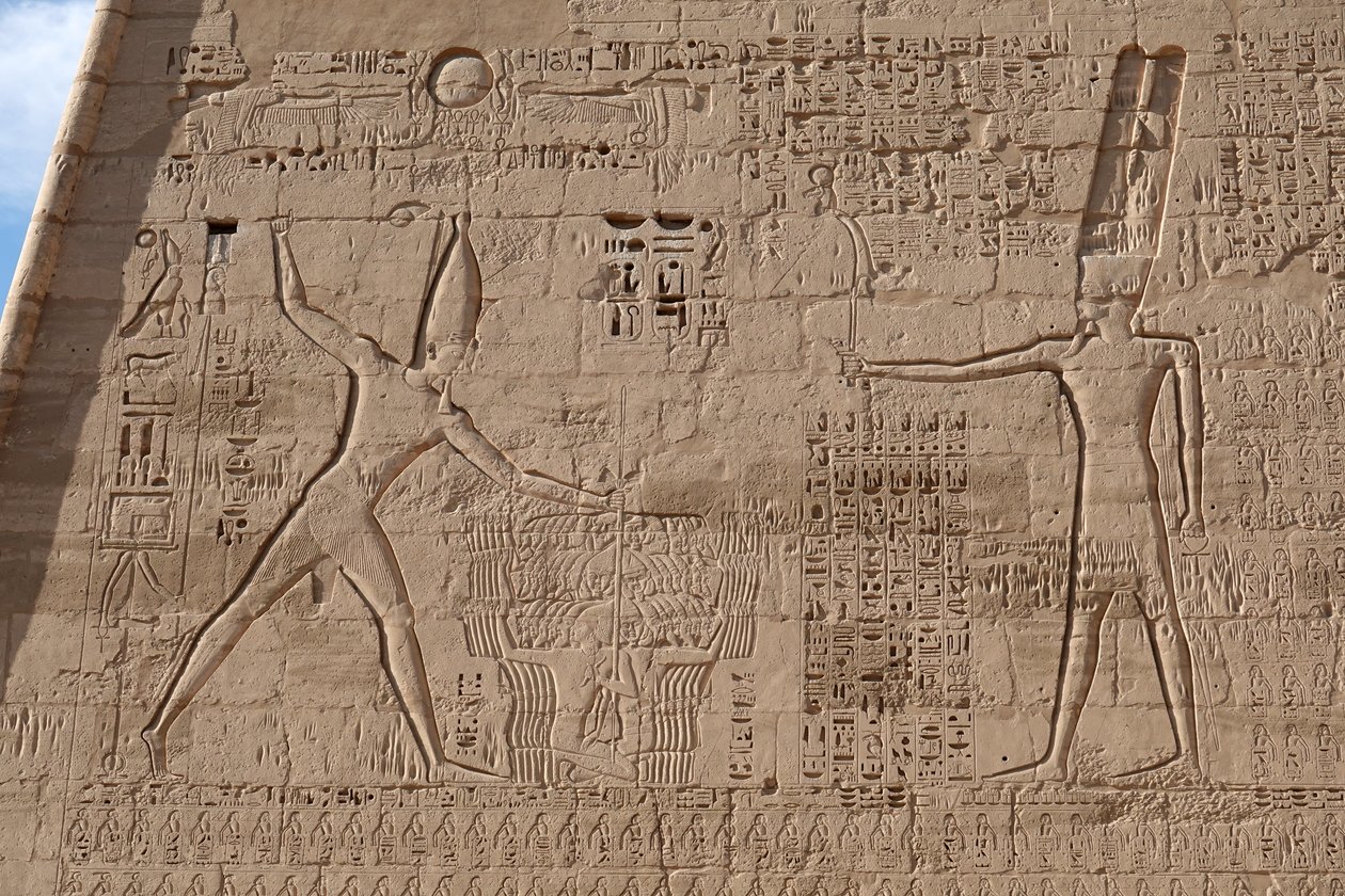 Scene of the massacre of enemies, Temple of Horus, Edfu by Egyptian Egyptian