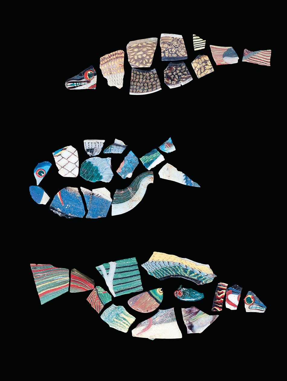 Three Mosaic Fragmentary Fish Inlays, Ptolemaic-Roman Period, c.1st Century BC - 1st Century AD by Egyptian Egyptian