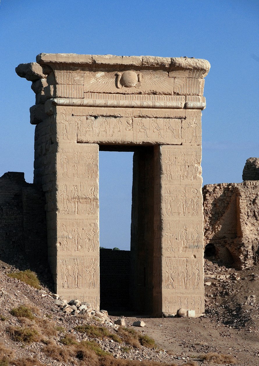 Egyptian antiquity: View of the Arch of the North Gate, Temple of Hathor, Denderah, Egypt by Egyptian Ptolemaic Period