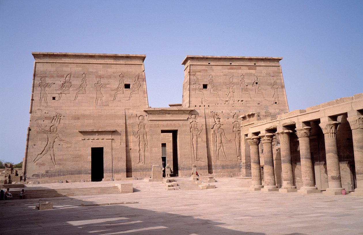 Egyptian Antiquity: View of the Entrance to the Temple of Edfu Dedicated to the Divinity Horus by Egyptian Ptolemaic Period