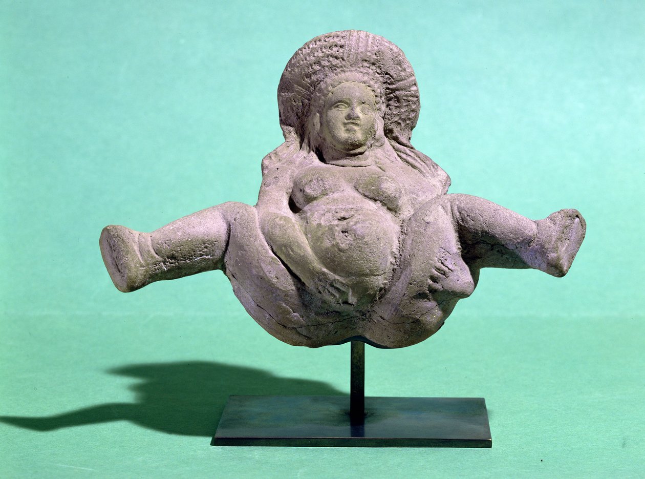 Statuette of a woman giving birth, given to pregnant women for a successful  delivery, from Alexandria (terracotta)