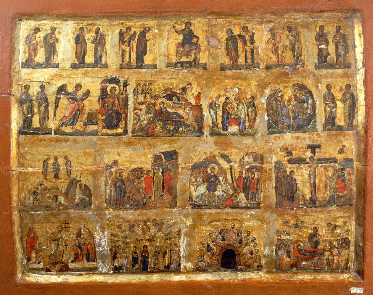 Deesis Row and the Twelve Great Feasts by Egyptian School