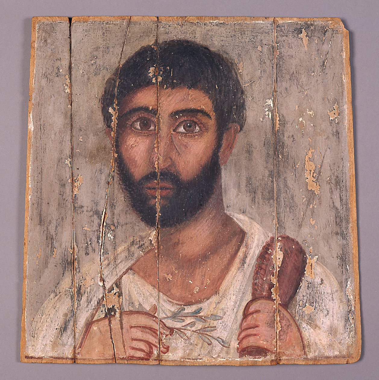 Portrait of a Bearded Man from a Shrine, c.100 AD by Egyptian School