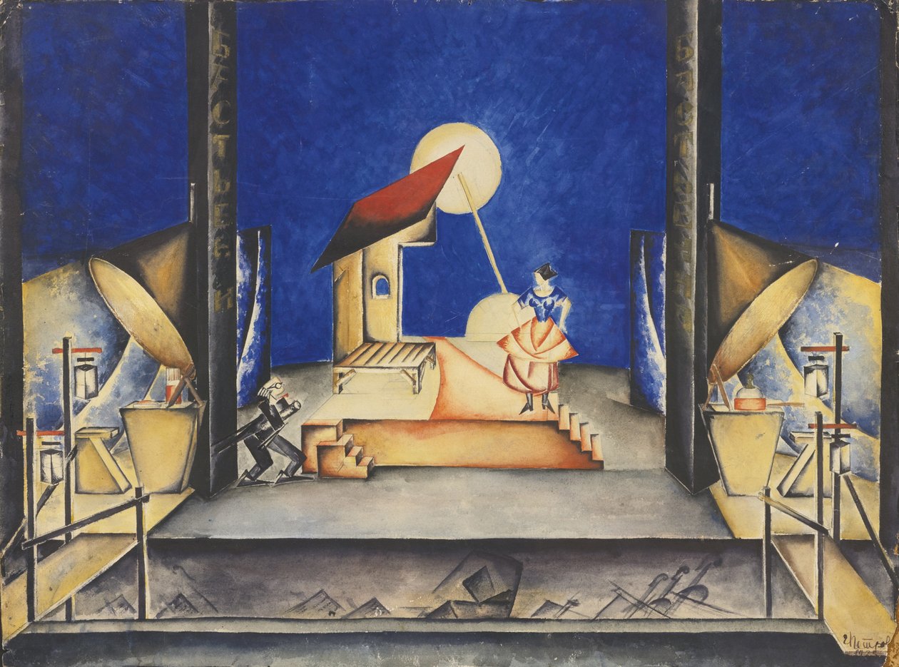 Stage Design for the Opera Bastien und Bastienne by W. A. Mozart, 1925 by Ekaterina Petrova Troitskaya