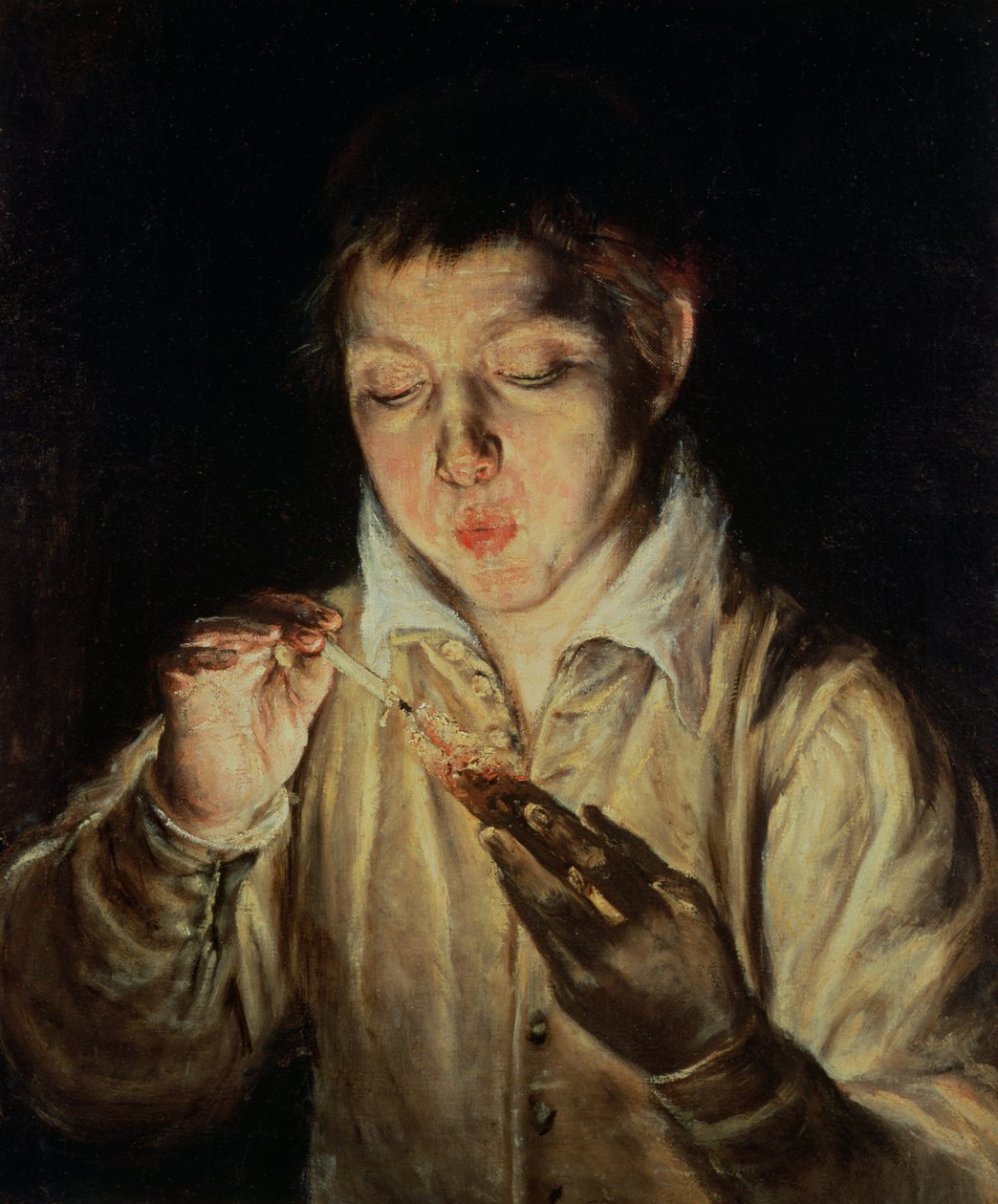 A Child Blowing on an Ember by El Greco