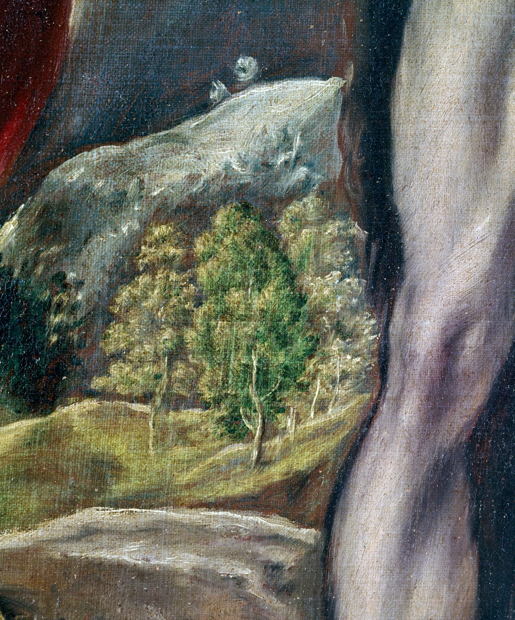 SS. John the Evangelist and John the Baptist (detail of landscape) by El Greco