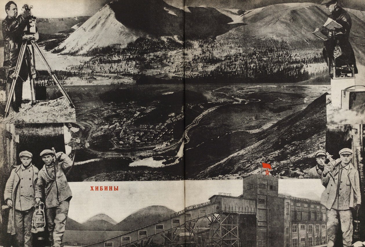 Khibiny. Illustration from USSR Builds Socialism, 1933 by Eliezer Markowich Lissitzky