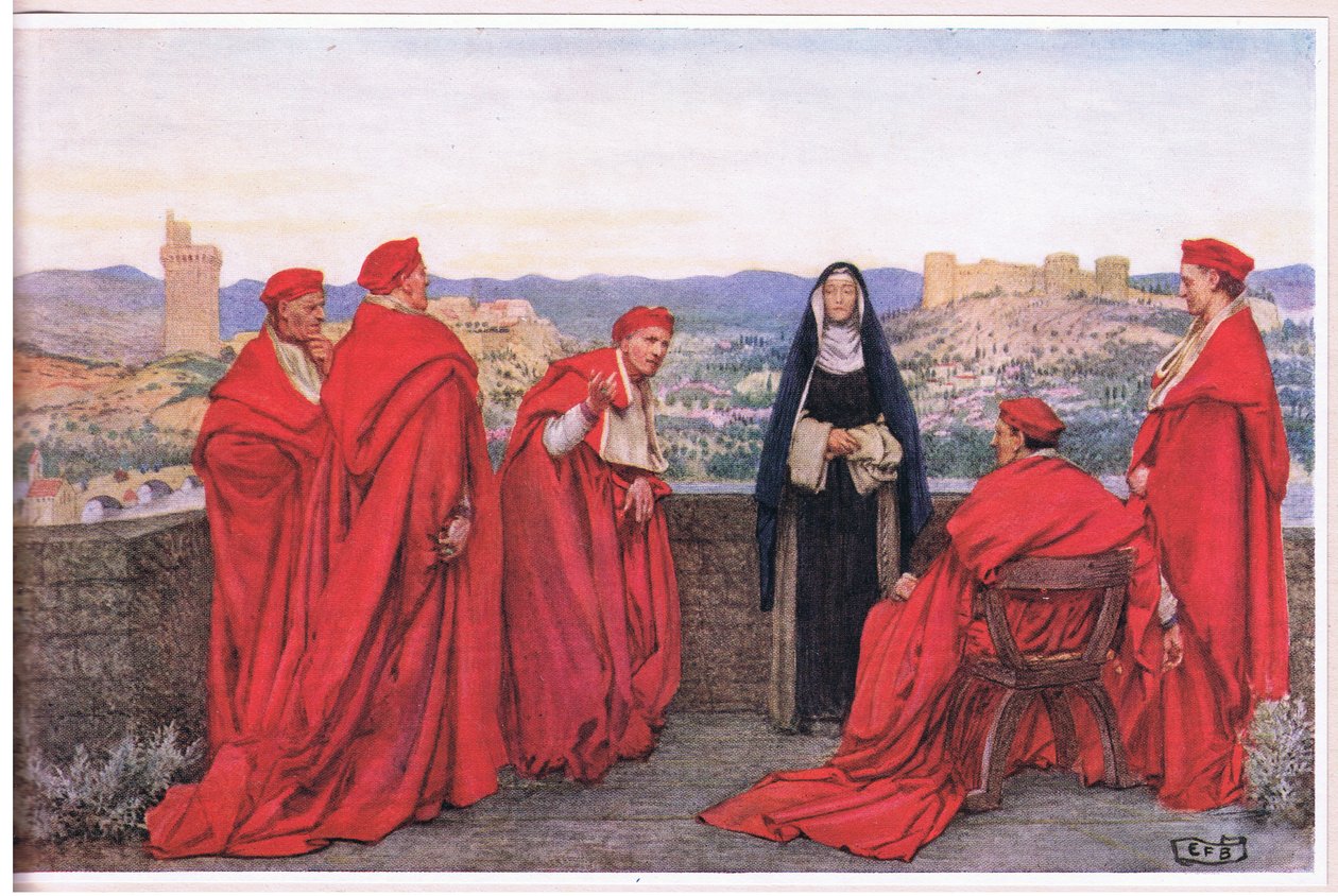 St Catherine of Sienna negotiating with Pope Gregory XI on behalf of the Florentines by Eleanor Fortescue Brickdale