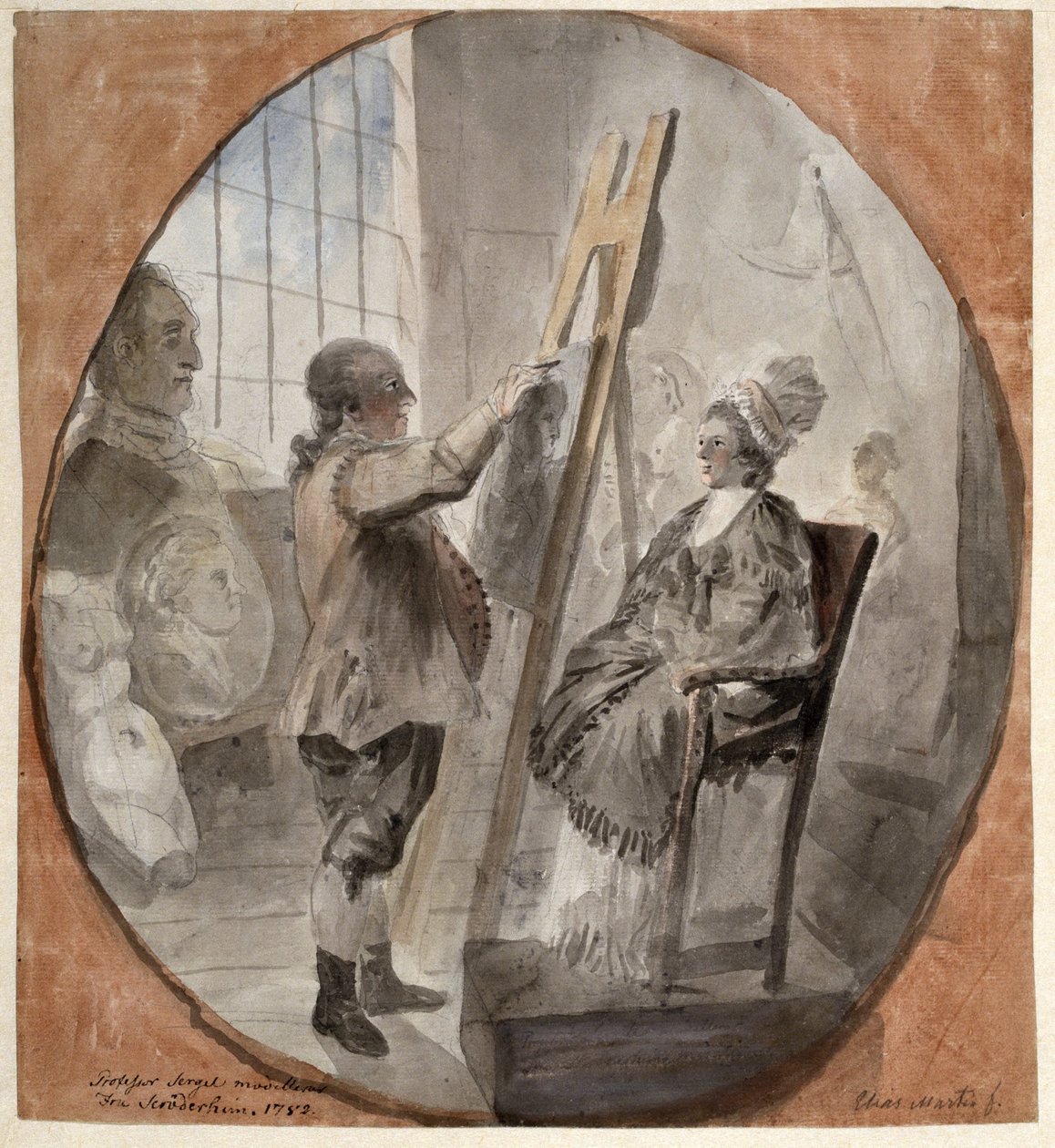 Professor Sergel Modeling Mrs. Schröderheim by Elias Martin