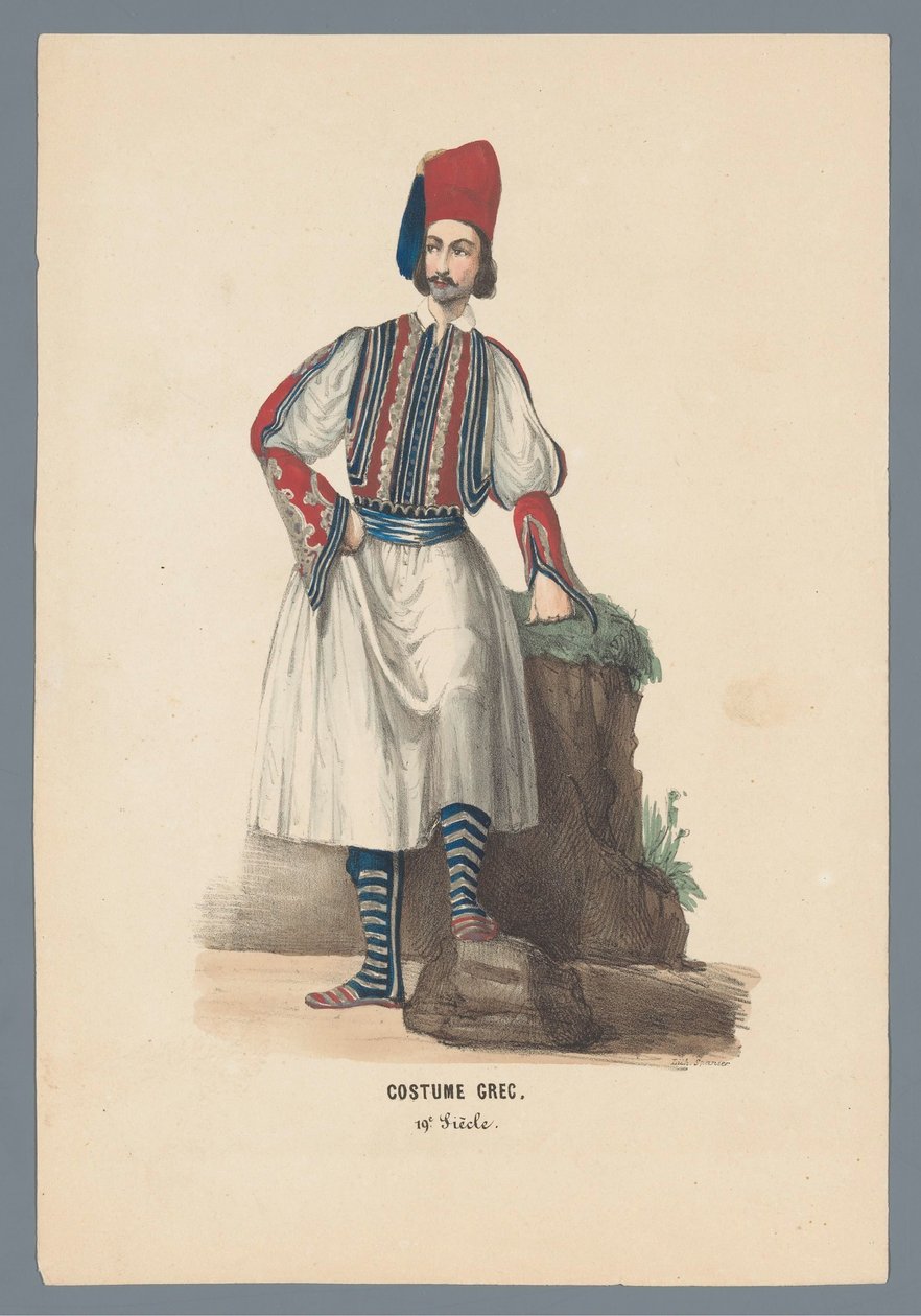 Greek Costume, 19th Century by Elias Spanier: Fine art print
