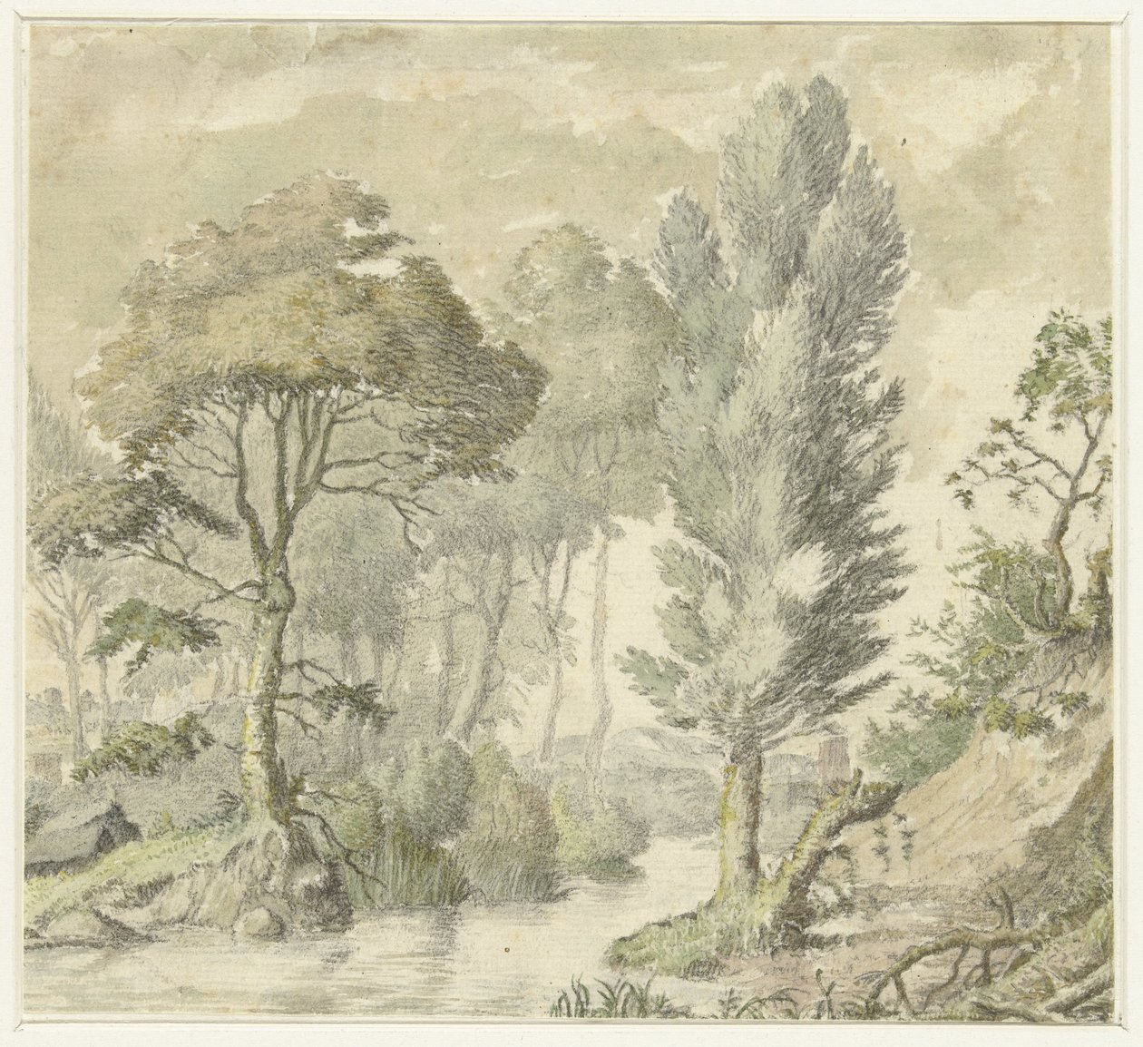Forest Landscape with a Hill on the Right and Water in the Middle by Elias van Nijmegen