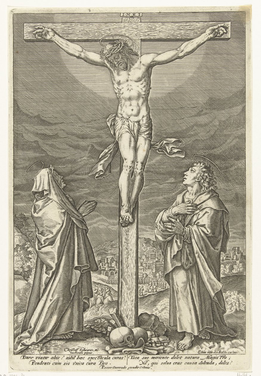Christ on the Cross, with Mary and John the Baptist (Passion of Christ) by Elias van den Bossche