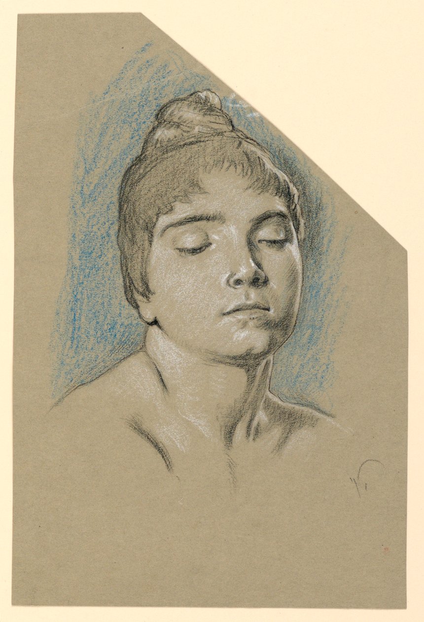 Portrait Sketch of a Young Woman with Closed Eyes, ca. 1885 by Elihu Vedder