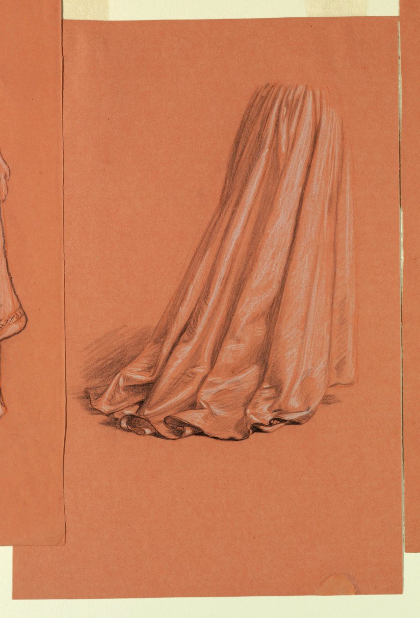Drapery (study for oil painting, "Wedding Procession"), ca. 1872 by Elihu Vedder