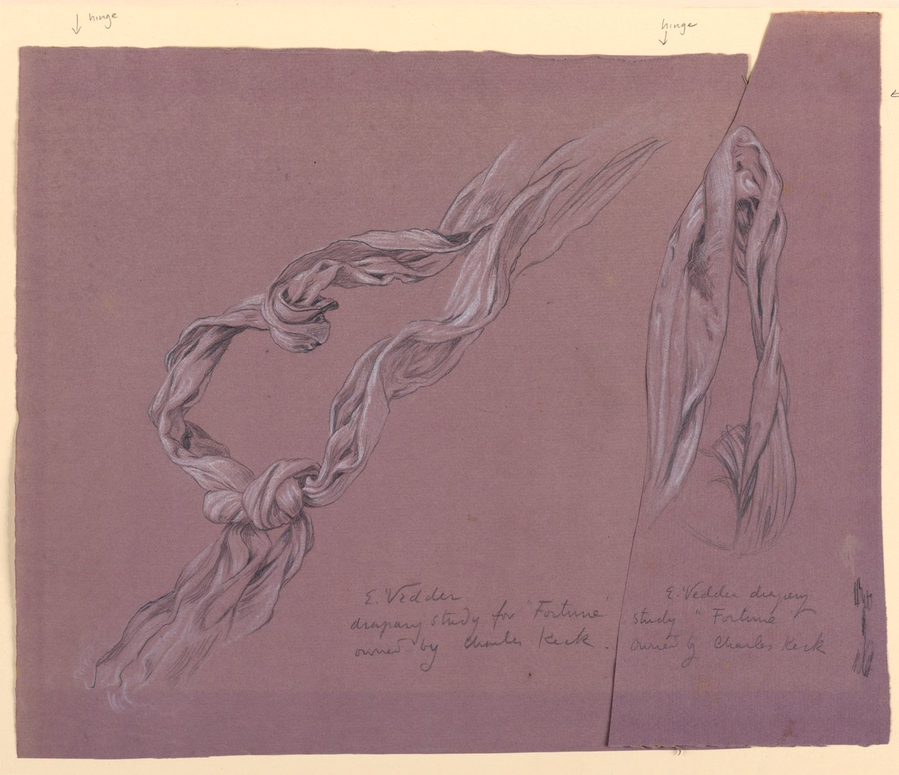 Studies of Drapery for "Fortune" Figure, ca. 1877 by Elihu Vedder