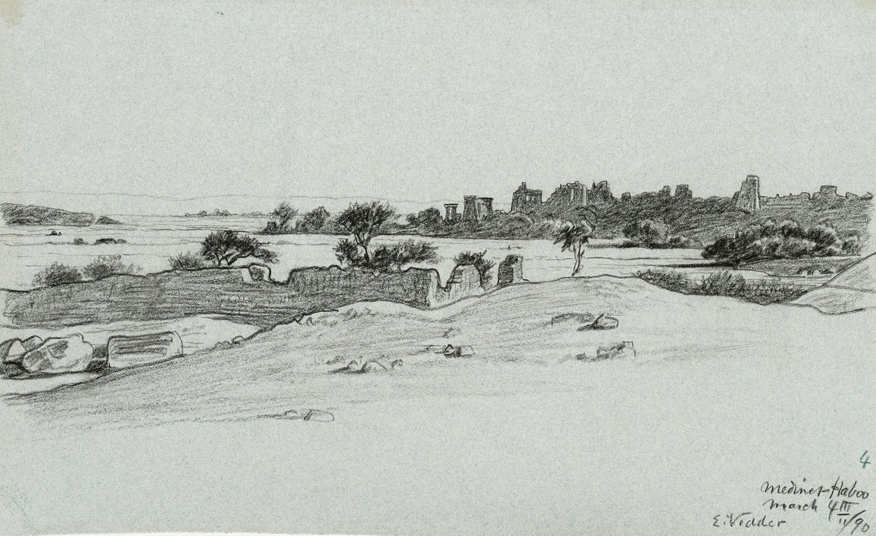 From 30 Drawings of Nile Journey: Medine & Haboo by Elihu Vedder