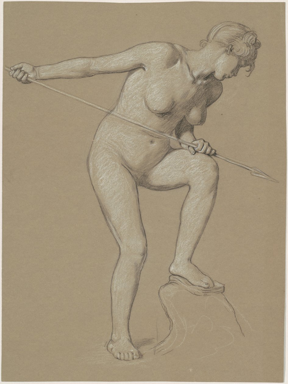 Girl Spearing Dolphin by Elihu Vedder