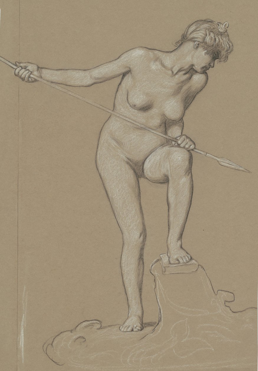 Girl Spearing Dolphin by Elihu Vedder