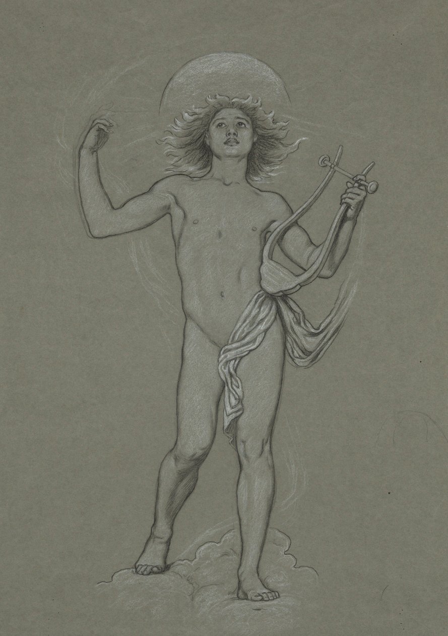 Study for Figure of Apollo, from the 60 Studies for the Huntington Ceiling by Elihu Vedder