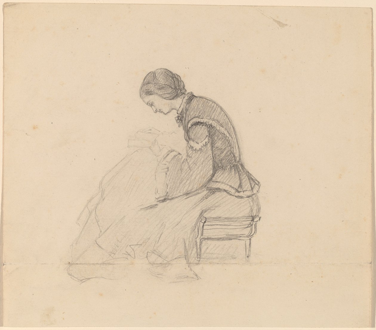 Study of a Girl Reading by Elihu Vedder