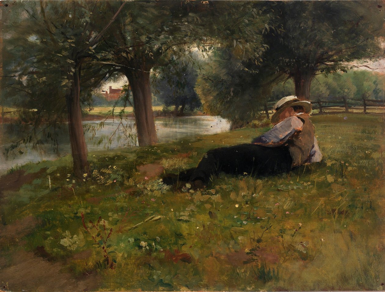 Man Reclining beside a Stream by Eliphalet Fraser Andrews