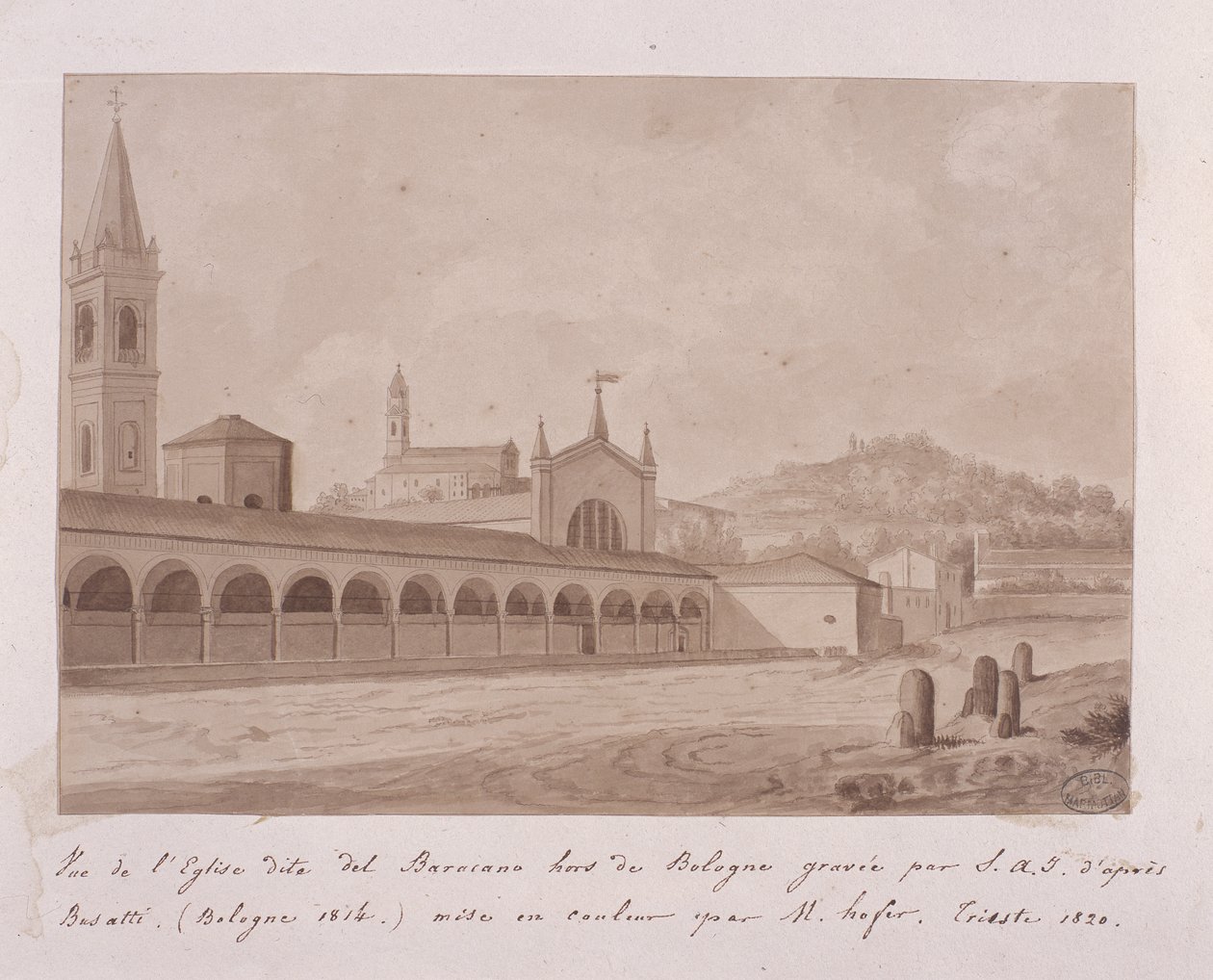 View of the church of Baracano, Bologna, after Basatti, 1814 by Elisa Bonaparte