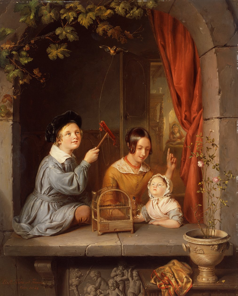 Playing with the Pet Bird by Elisabeth Alida Haanen