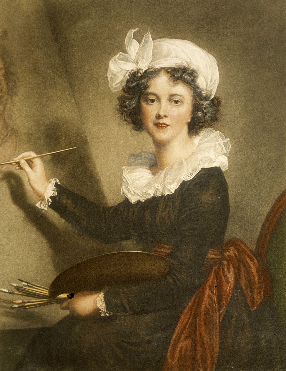 Engraving reproducing Marie Elisabeth Louise Vigee Le Brun by Elisabeth Louise (after) Vigee-Lebrun