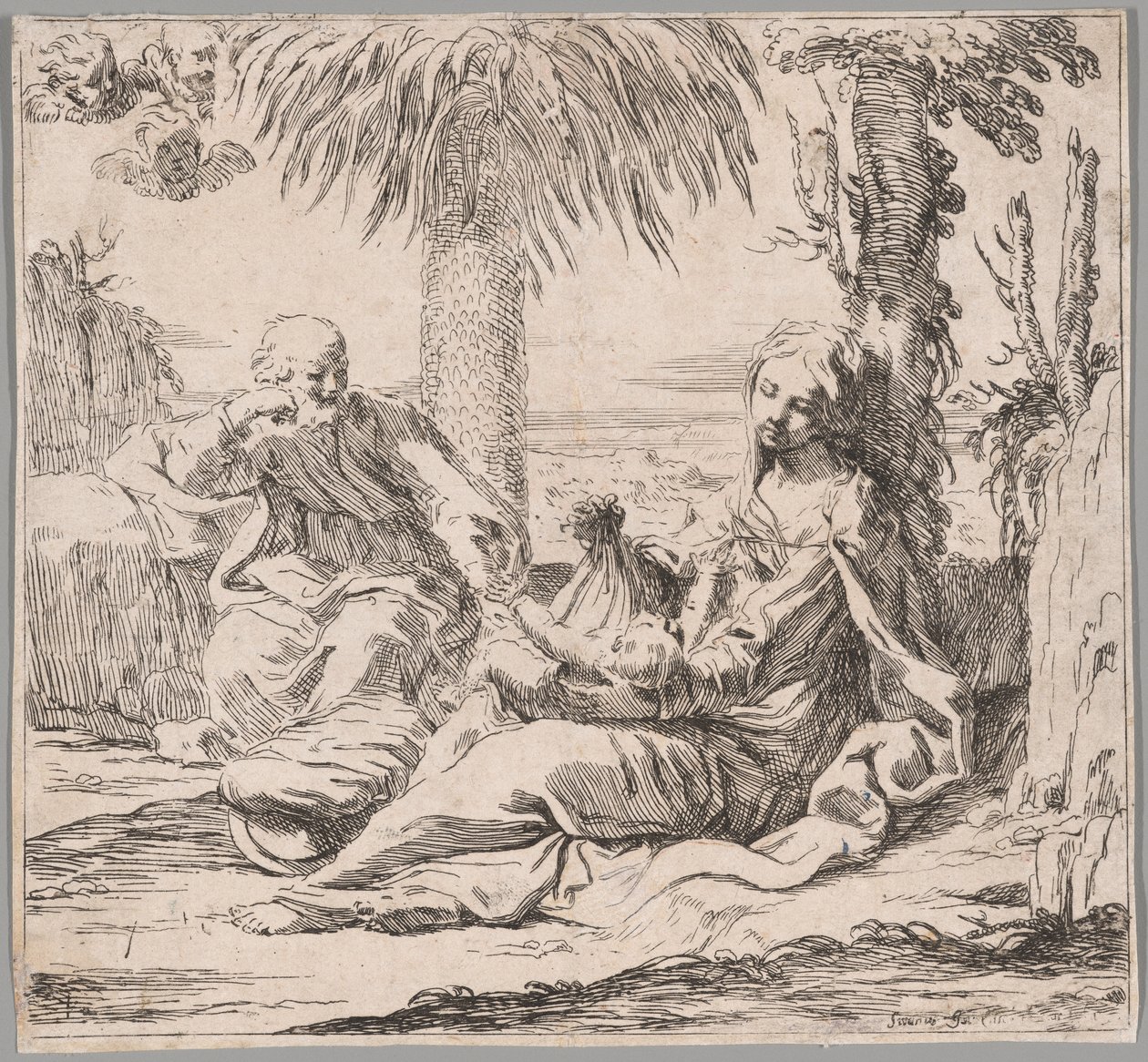 The Rest on the Flight into Egypt by Elisabetta Sirani