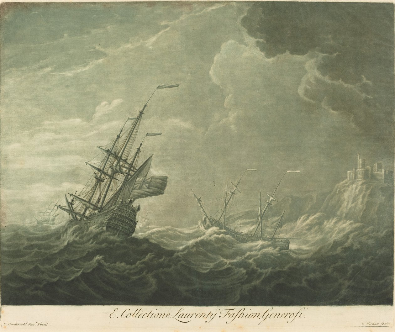 Shipping Scene from the Collection of Lawrence Fashion, 1720s by Elisha Kirkall