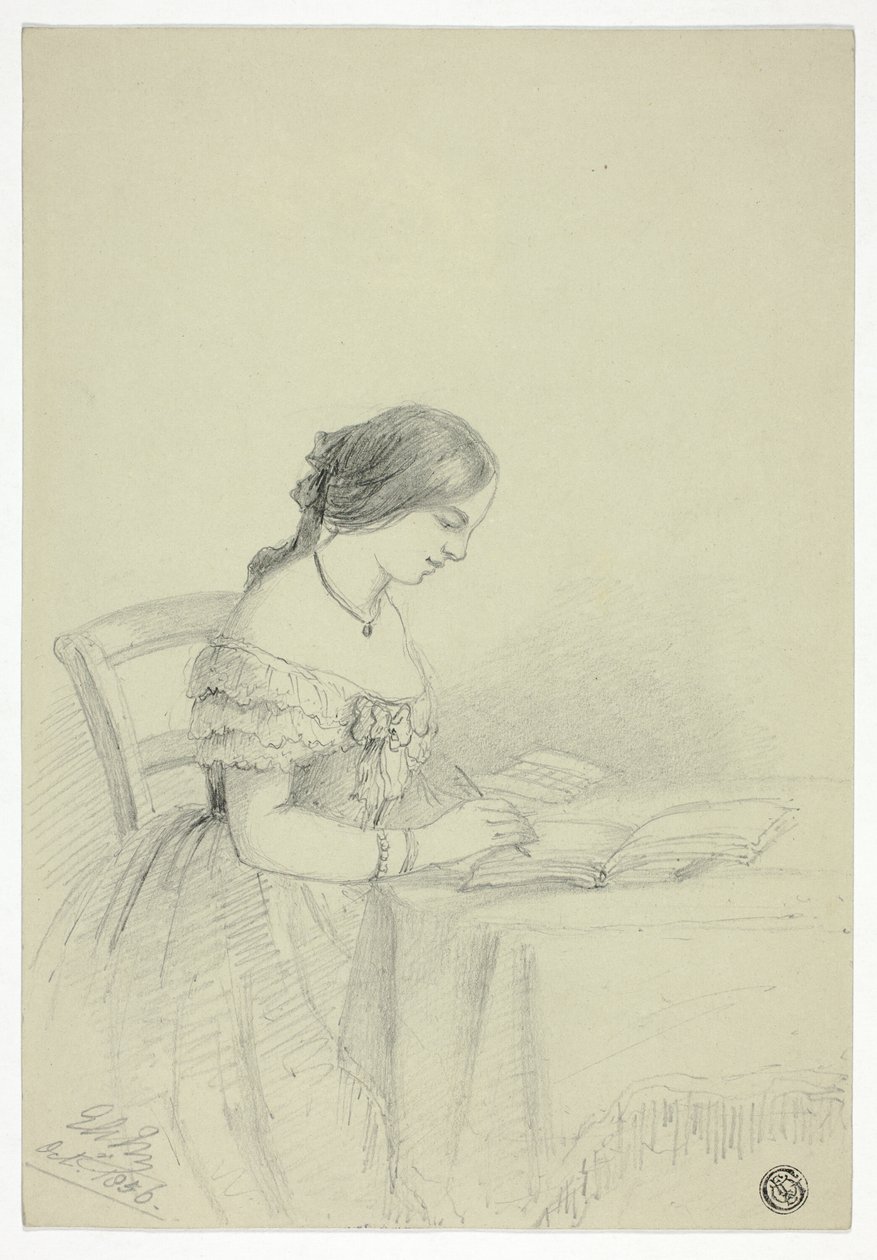 Woman Watercoloring (Possibly a Self Portrait) by Elizabeth Murray