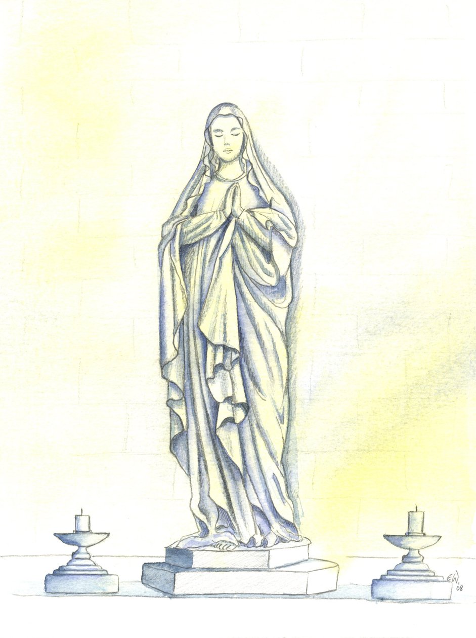 A statue of the Blessed Virgin Mary by Elizabeth Wang