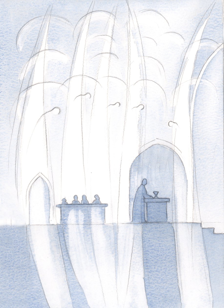 Angels surrounded our priest and the altar, with Christ Really Present by Elizabeth Wang