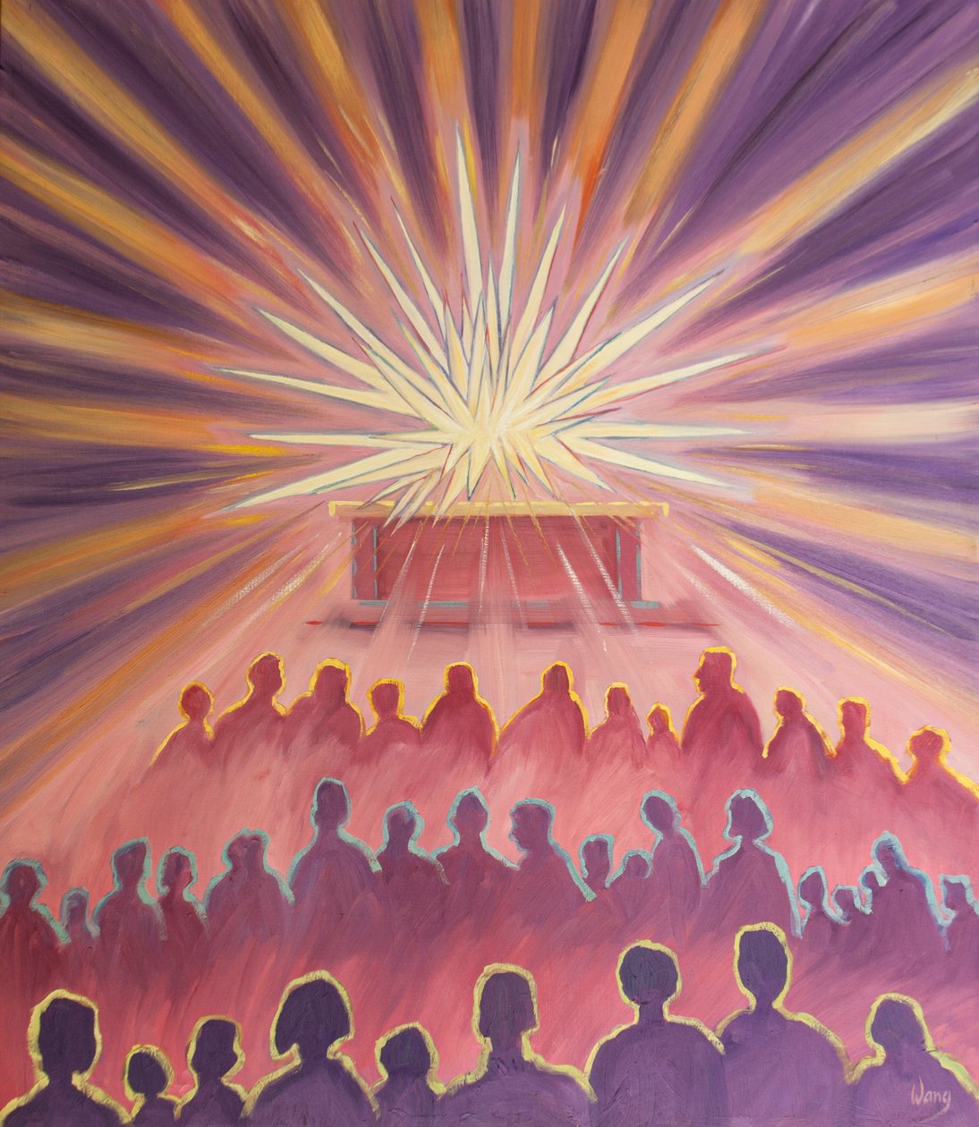 At Mass, the Divine Love of the Father enfolds Jesus in a white fire of Sacrifice by Elizabeth Wang