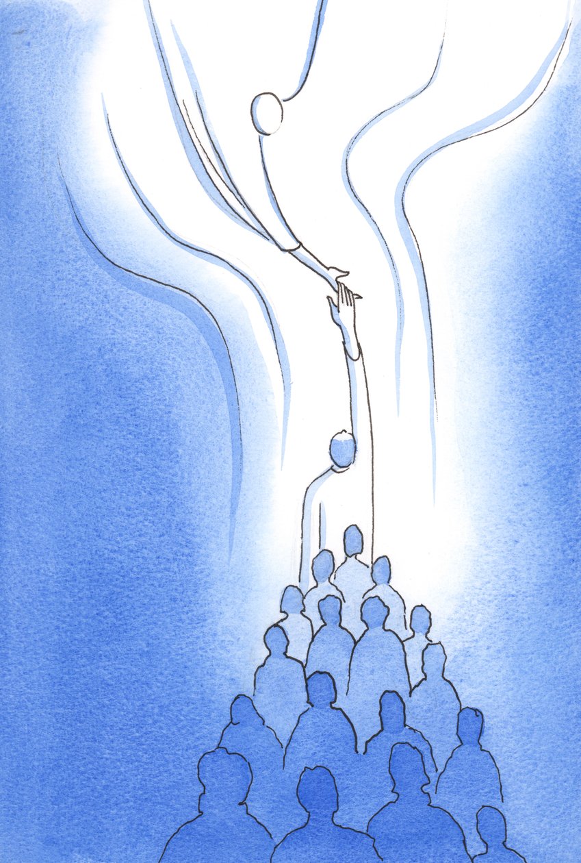 At every Mass we reach up and meet the Father through the Sacrifice of Christ our Head, bound together with each other and with Him. by Elizabeth Wang