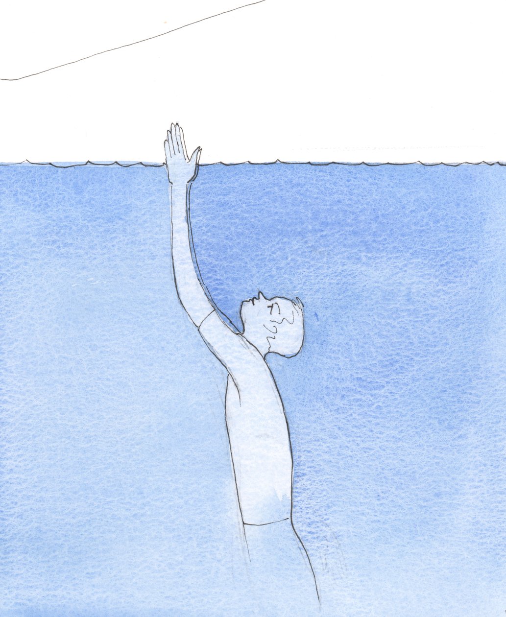 A soul rises from Purgatory towards Heaven like a swimmer by Elizabeth Wang