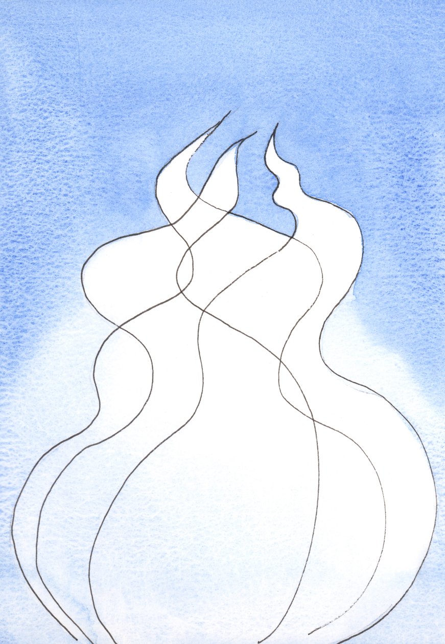 Each Divine Person, each flame, possesses the same Divine Nature. Together they are one God, one Fire by Elizabeth Wang