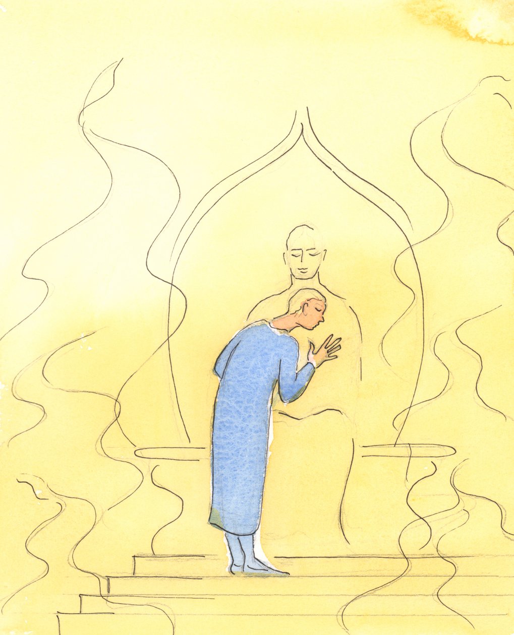 God the Father can draw us up in prayer, through His fiery glory, until we lean on the Father