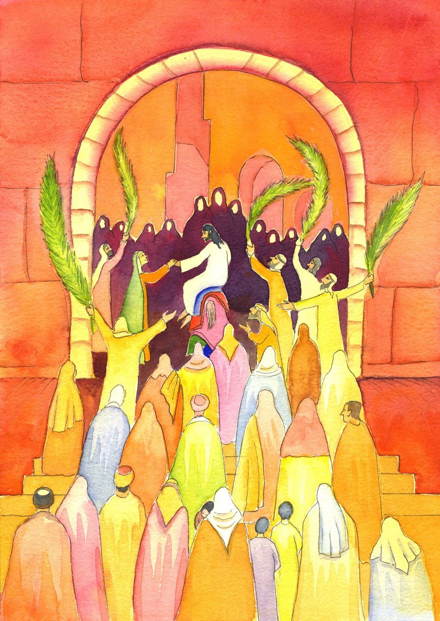 Jesus enters Jerusalem in procession (Palm Sunday), 2001 by Elizabeth Wang